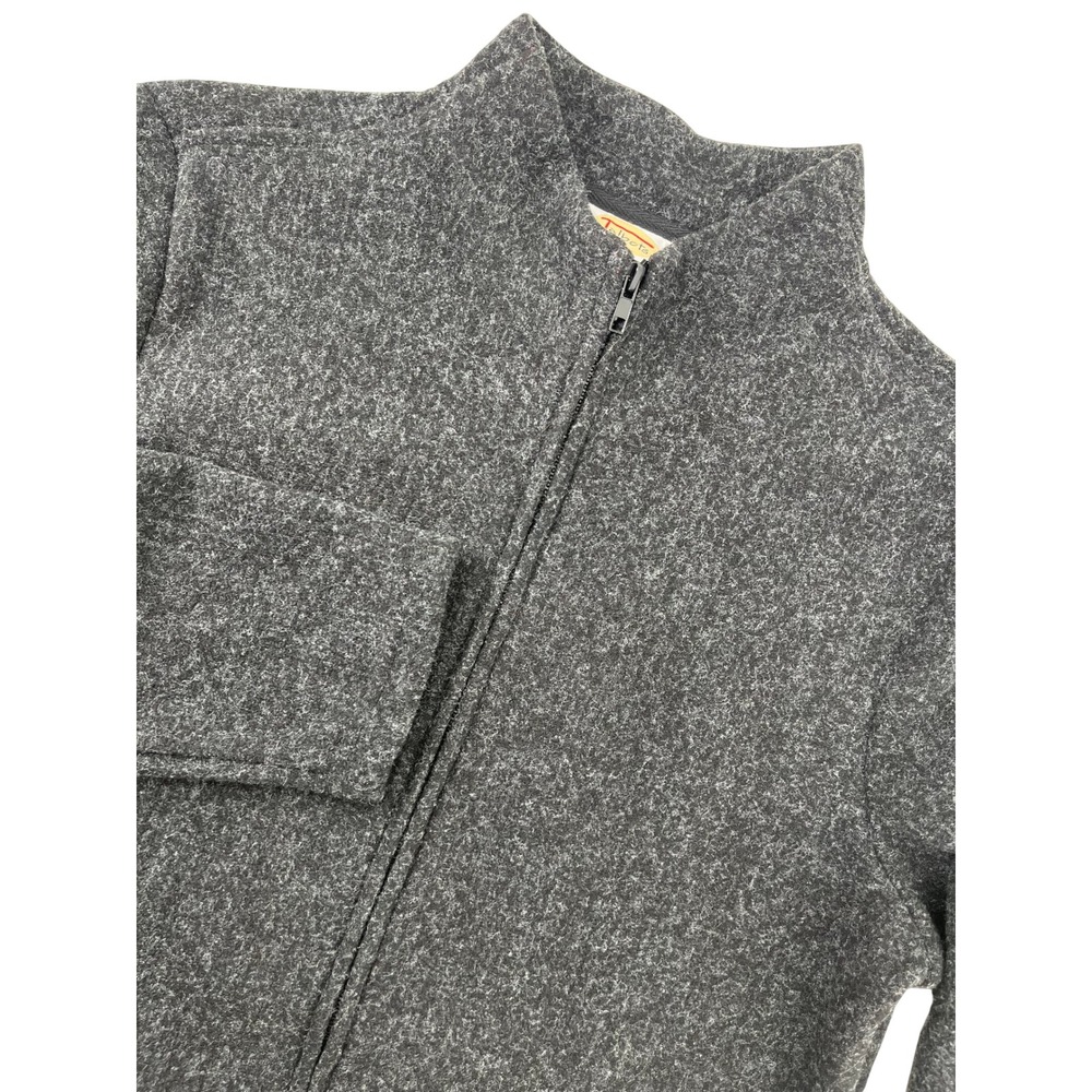 Talbots Womens Gray Marled Full Zip‎ Mock Neck Knit Jacket Made in USA Size L